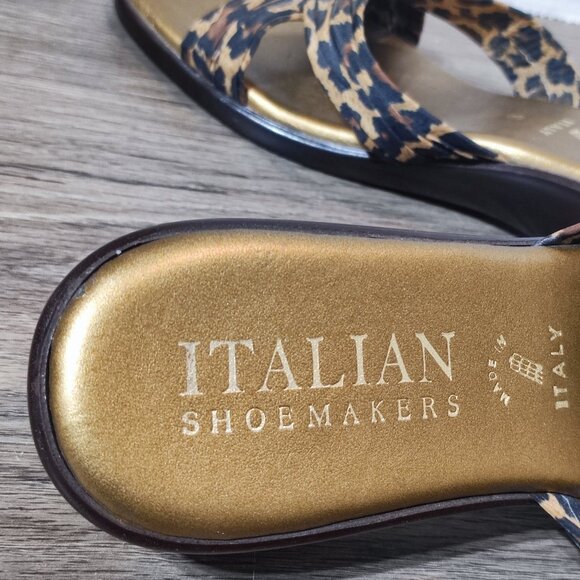 Italian Shoemaker Knot Twist Slides Leopard Print size 9 Slip On Sandals - Picture 8 of 12